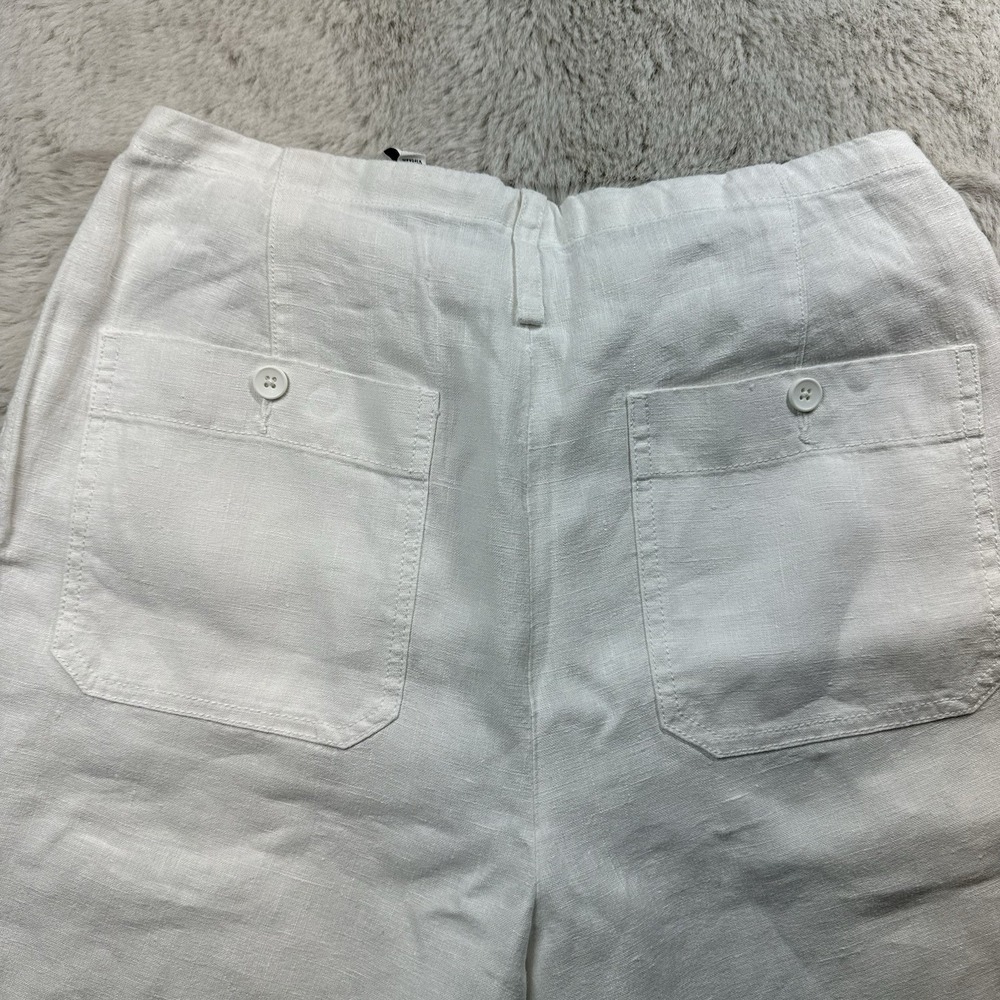 Vince Women's White Hemp Trousers Size M High Waisted Pleated Pants Old Money - Picture 7 of 16